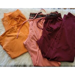 Heart Soul Scrub Pants Lot of 3 - Size Med Maroon Salmon Coral wide leg & Jogger